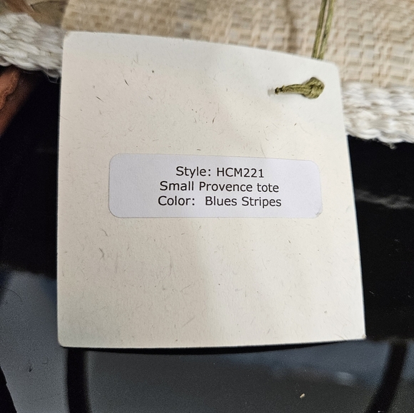 NWT BujiBaha by Hat Attack Straw Small Provence Tote Blues Stripes - Picture 8 of 9